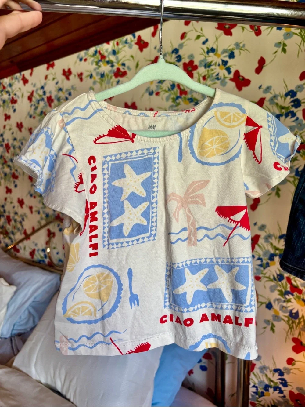 h&m old navy girls 2t 3t amalfi coast graphic tee denim skirt outfit set